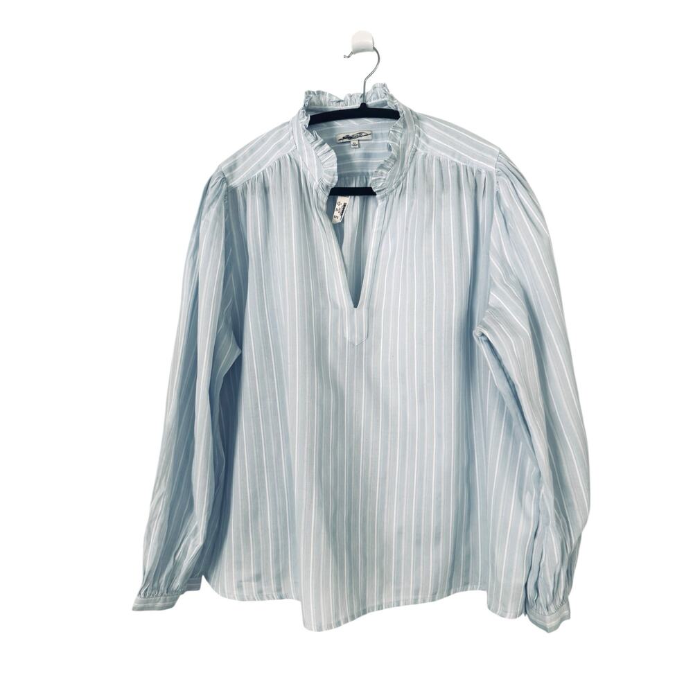 NWT Madewell Ruffled Popover Top in Stripe Size XL - Picture 2 of 10